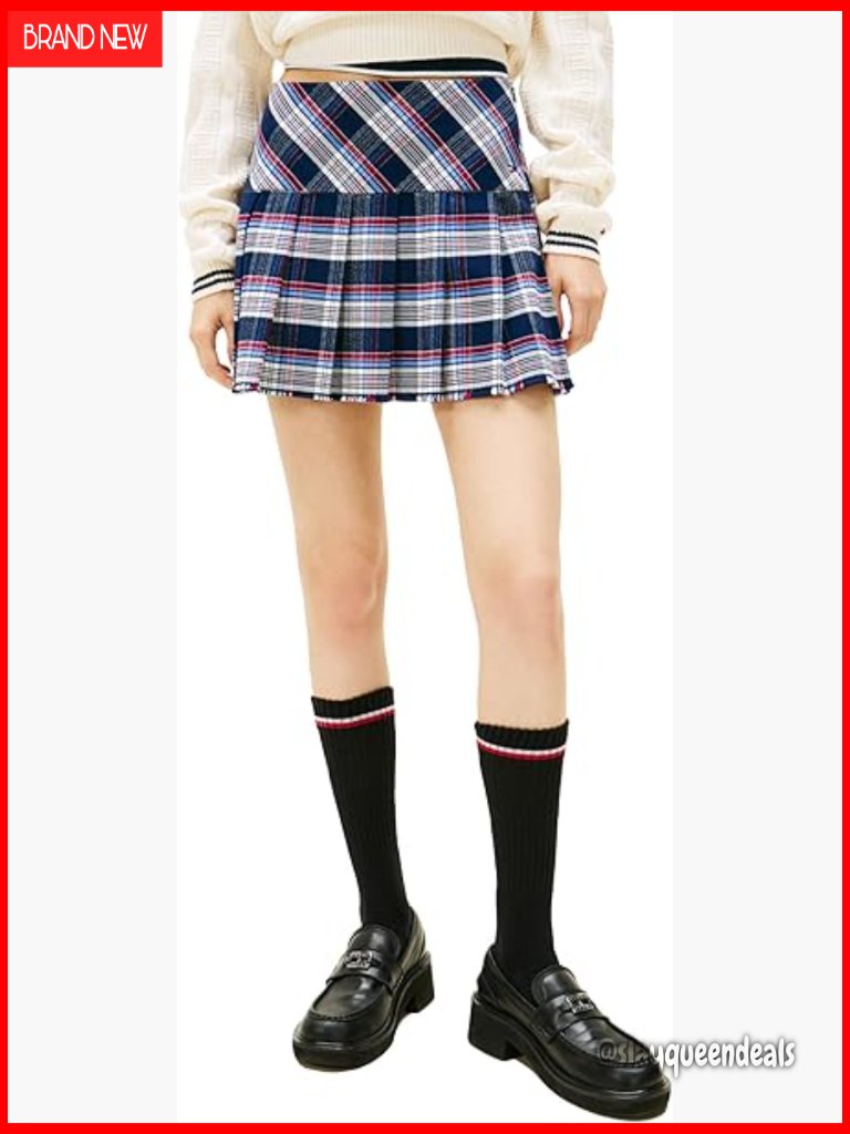 High Rise Pleated Mini Skirt With Zipper, 100% Cotton, Regular Fit